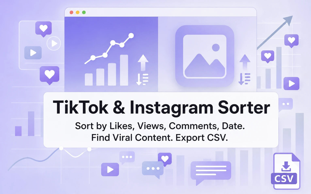 TikTokยทInstagram ๊ฒ์๋ฌผ ๋ฐ์ดํฐ์ฉ Sort Feed CSV ๋ด๋ณด๋ด๊ธฐ ๊ทธ๋ํฝ